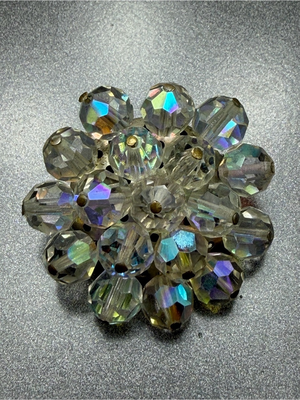 Vintage Austrian Cluster brooch #cz573